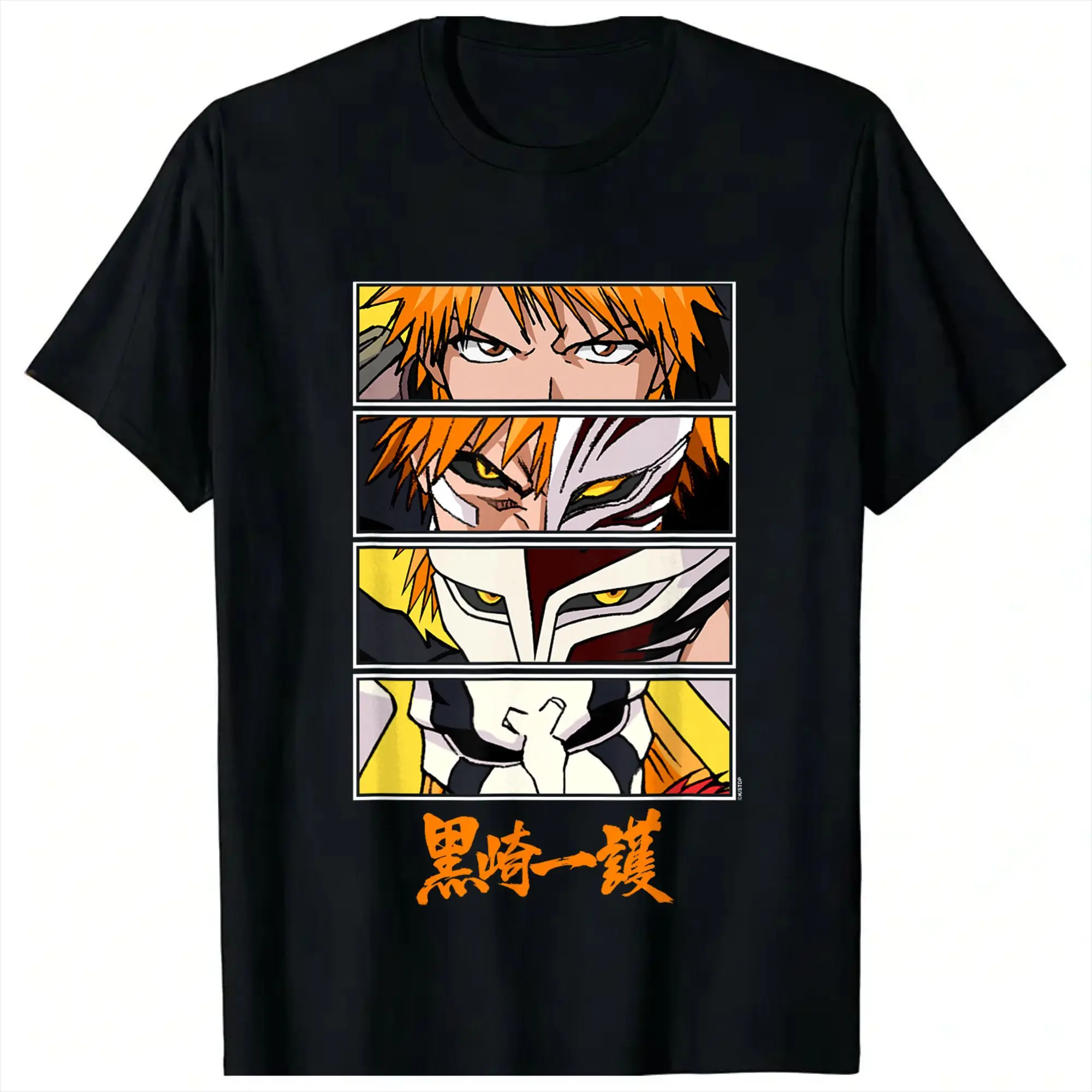 T-shirt Ichigo Bleach Evolution Anime Eyes with Kanji, t-shirt d'été en coton Harajuku pour hommes, hauts à manches courtes
