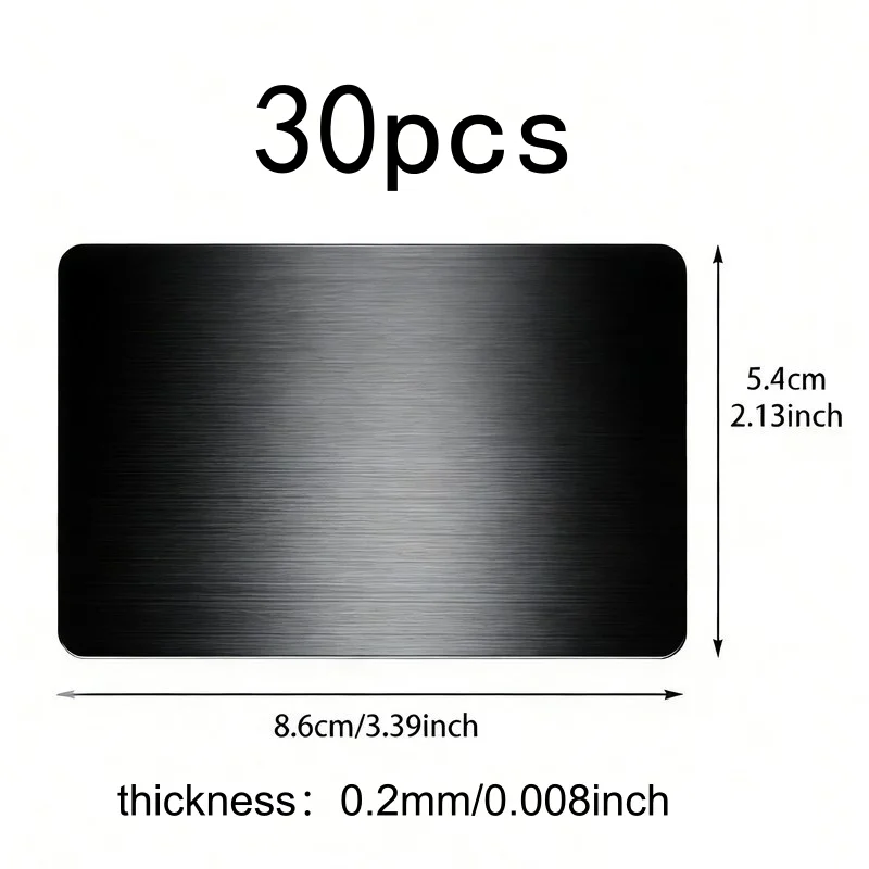 30pcs Black High Grade Aluminum Card Matte Texture Plate Premium Alloy Sheet for High End Business Occasion Decoration
