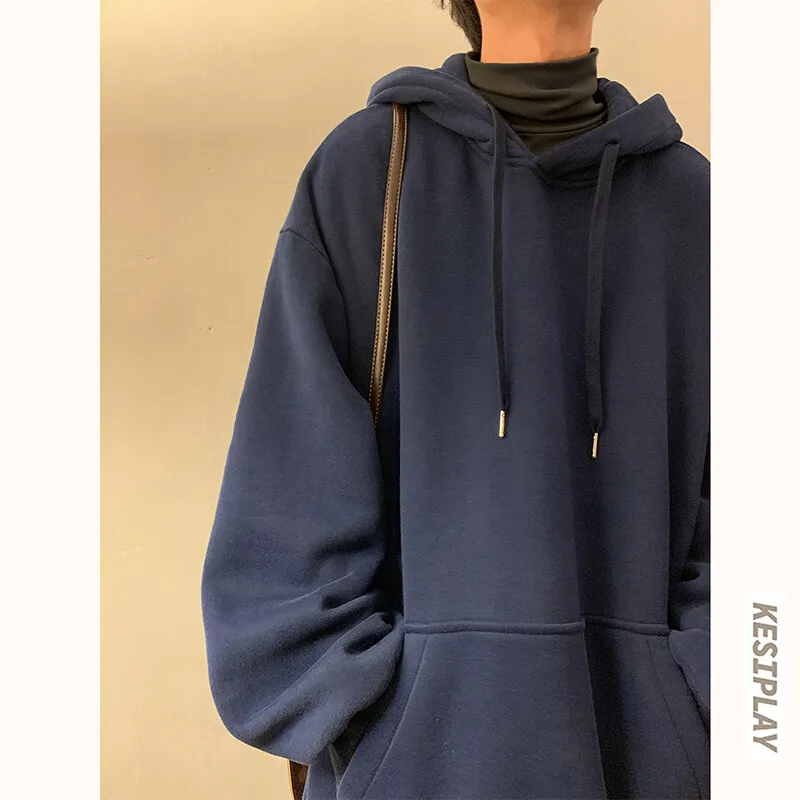 2024 Winter Heavy Duty Velvet Hoodie Solid Color Hong Kong Style Hoodie for Boys and Teenagers