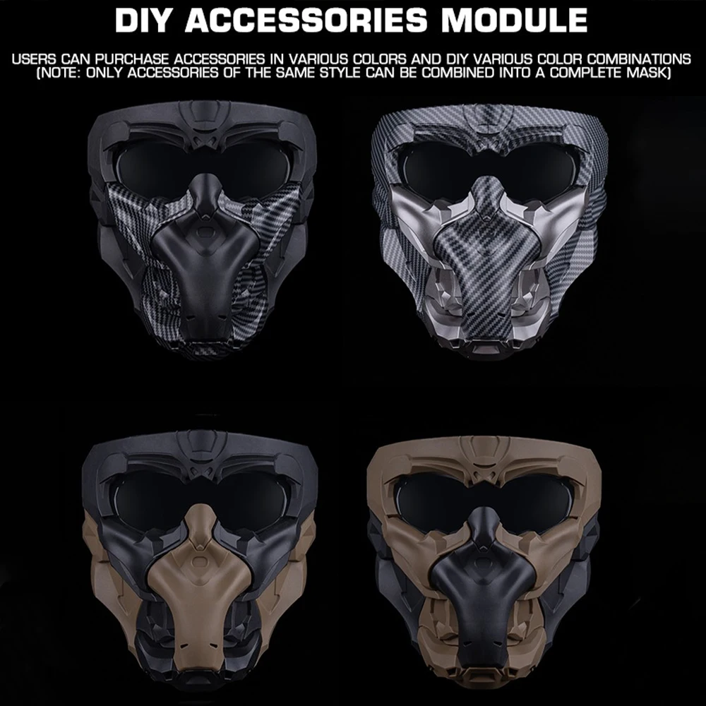 Tactical Airsoft Doomsday Mask Set DIT Removable Full Face Protective Masks CS Paintball Shooting Cycling Masks Headwear Cosplay