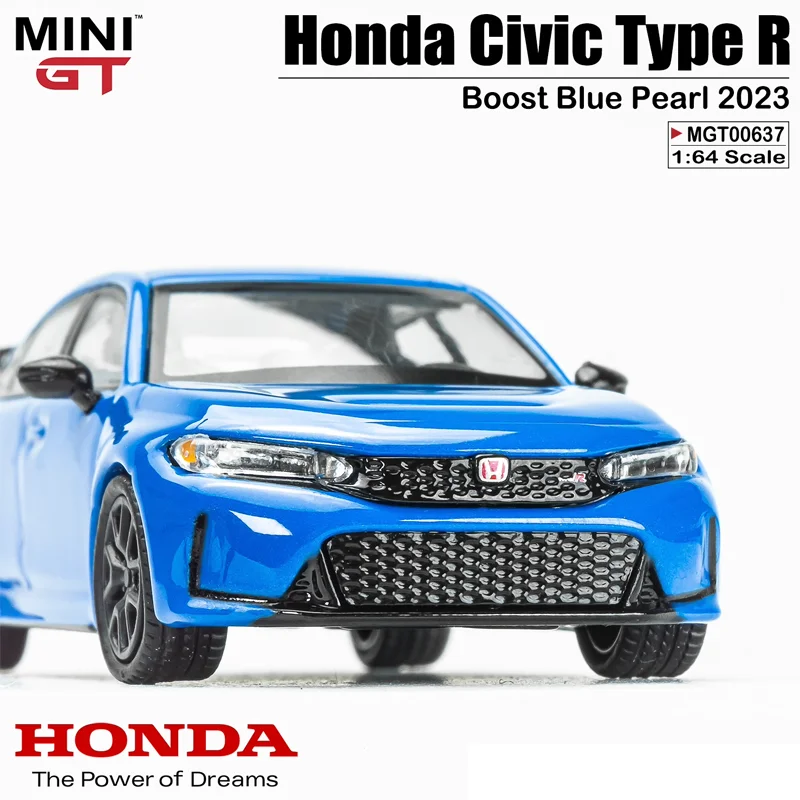 Minigt Schaal 1/64 Honda Civic Type R Boost Blauwe Parel 2023 Legering Speelgoed Motorvoertuig Diecast Metalen Model Geschenken