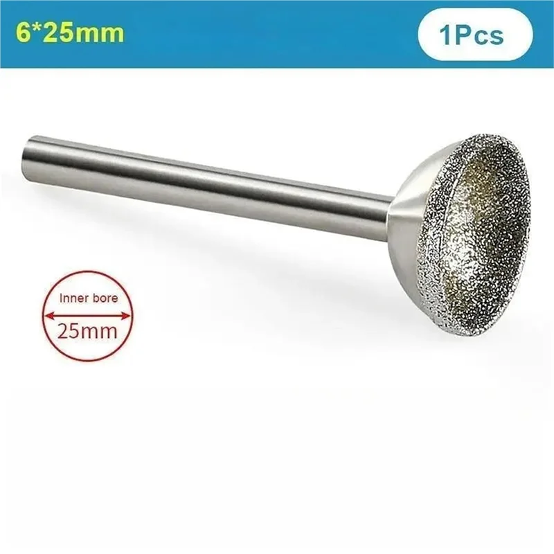 Abkw-ponto montado de diamante 10-25mm cabeça côncava esférica para jade âmbar pedra cera de abelha moagem-conjunto de 1 peça