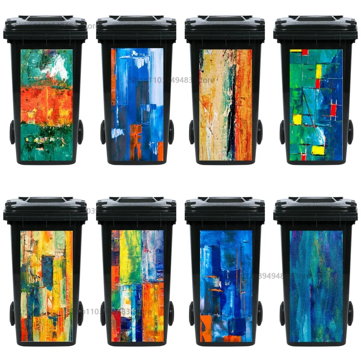 Artistic Painting Art Mural Self-adhesive Waterproof Dustbin Stickers for Garbage Bins Recycling Eco-friendly Trash Can Decals