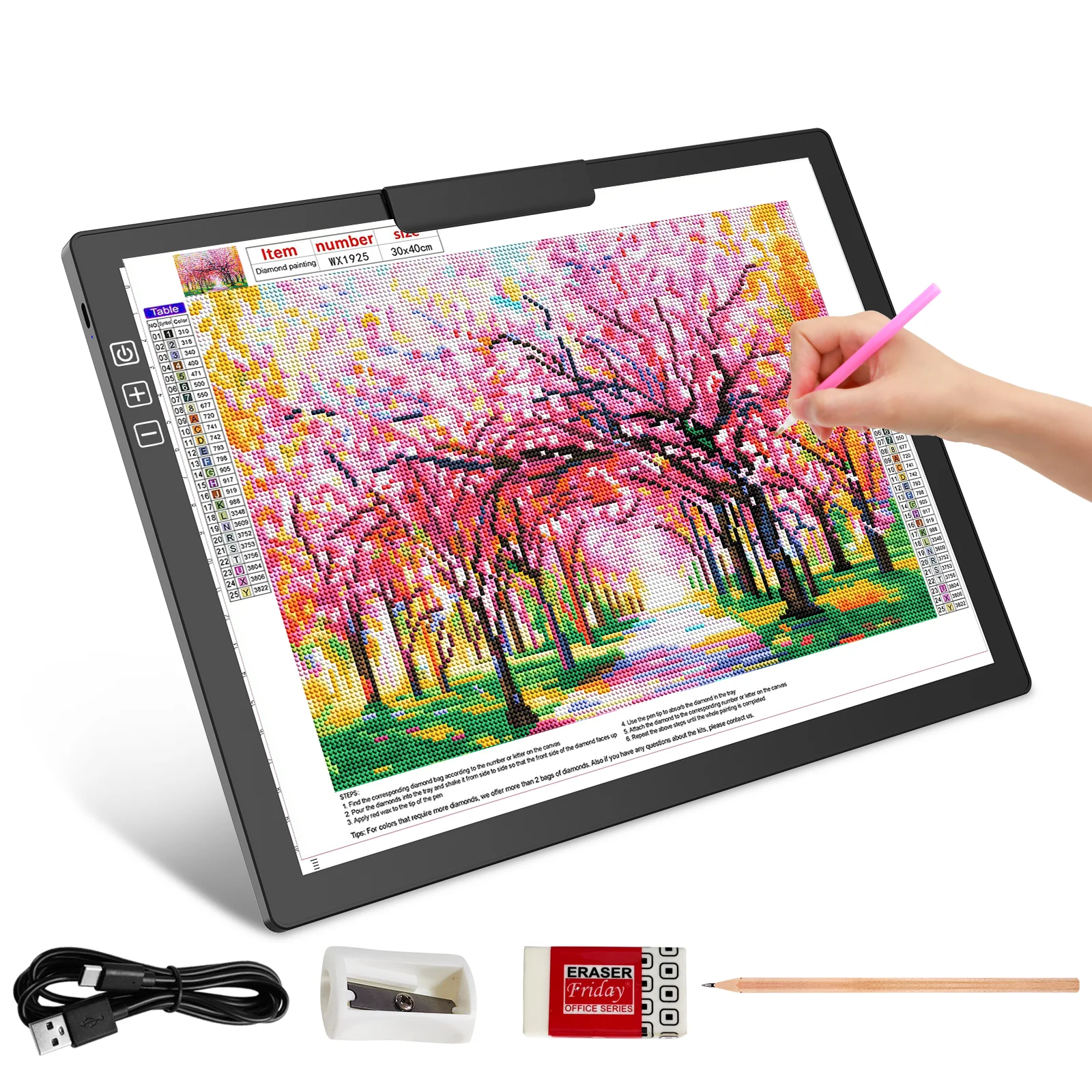 Rechargeable A4 Light Box with Padded Case,led Light pad with Built-in Stand & Clip,6 Levels of Brightness lightbox for tracing