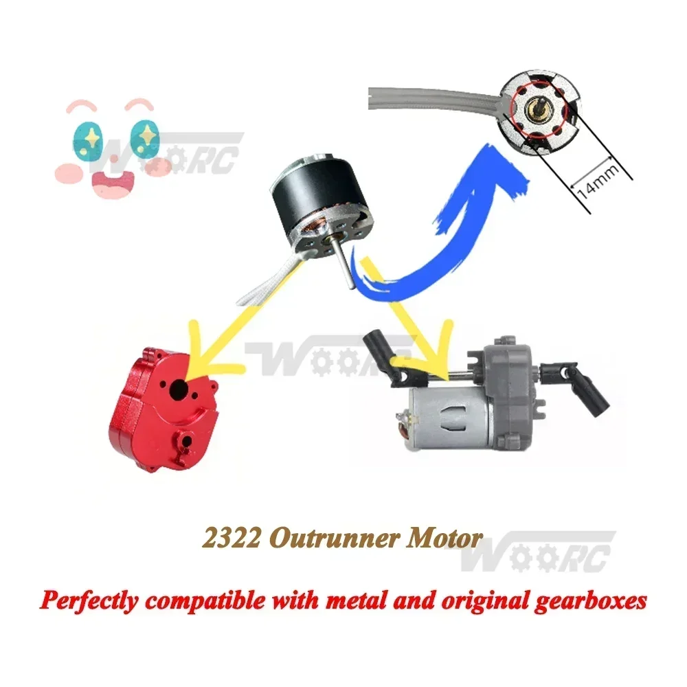 NEEBRC 2322 2600KV Outrunner Brushless Motor AM32 45A ESC for 1/12 RC Cars MN82 MN99S MN168 MN78 Crawler Upgrade Kit Combo Parts