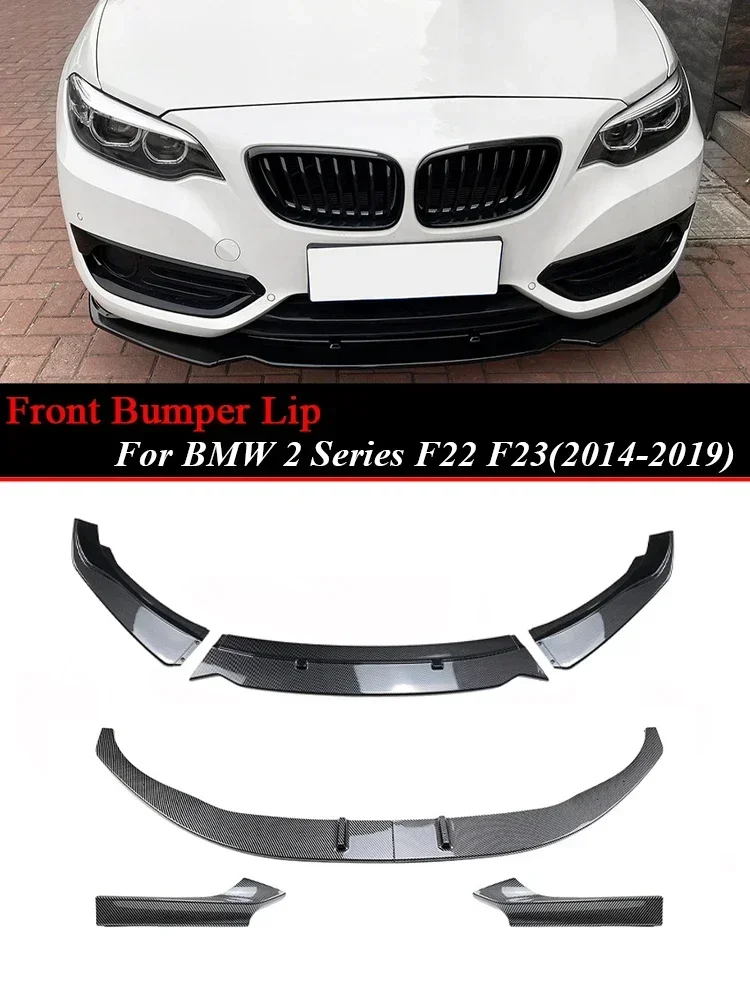 

For BMW 2 Series F22 F23 2014-2019 MP Gloss Black Car Front Bumper Lip Carbon Fiber Front Splitter Spoiler Accessories