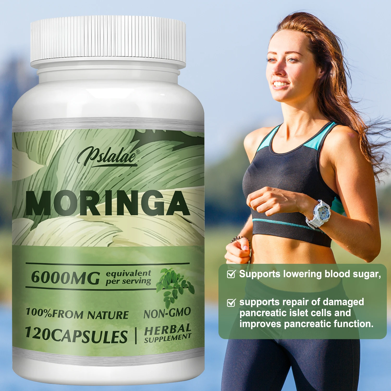 

Moringa Capsules 6000mg - Antioxidant, Cell Repair, Brighten Skin Tone,Improves Skin and Heart Health,Boosts Energy and Immunity