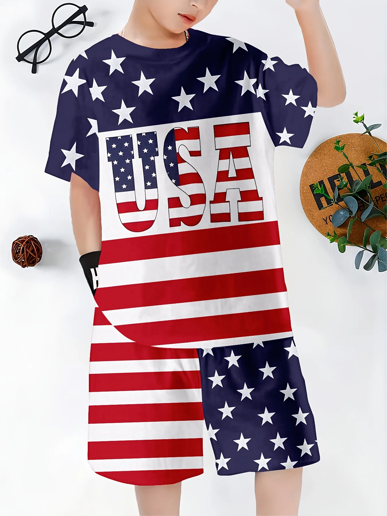 

Summer 2025 new Boys' 3D pattern printed breathable outdoor fashion set