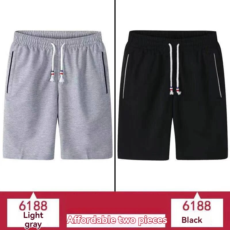 2PCS High Quality Cotton Silk Sports Summer Men's Pentagonal Pants Thin Sweat Absorbing Quick Drying Casual Sports Trend Shorts