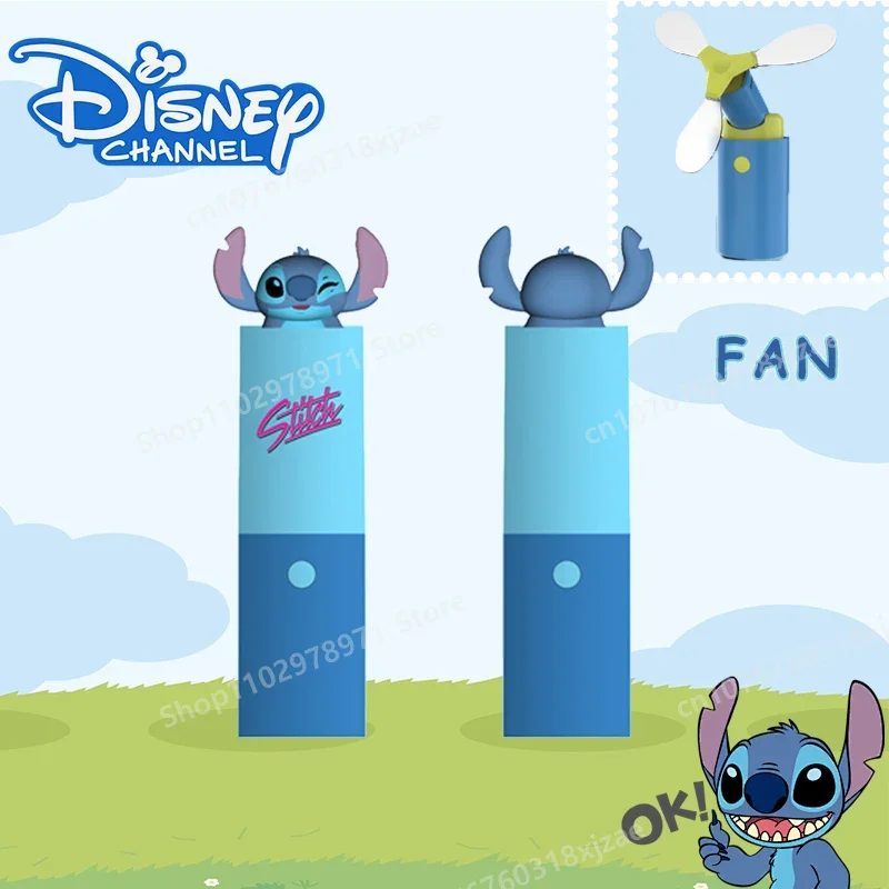 2024 Disney Stitch Mini Fan Cartoon Cute Outdoor Small Retractable Handheld Fan Portable Charging Birthday Summer Children Gift