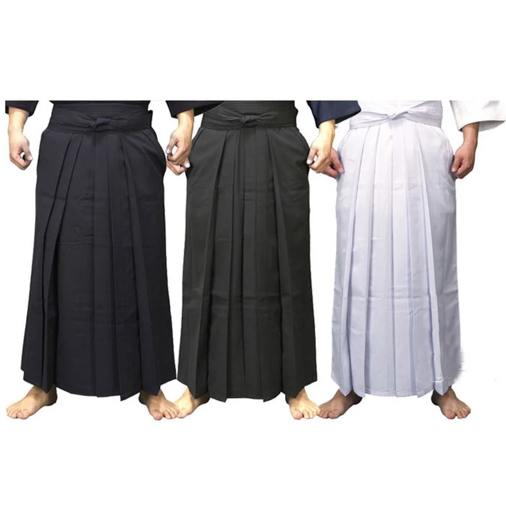 4colors UNISEX Hakama Kendo Uniform Suits Hapkido Martial Arts Pants Black/Blue/White/Red