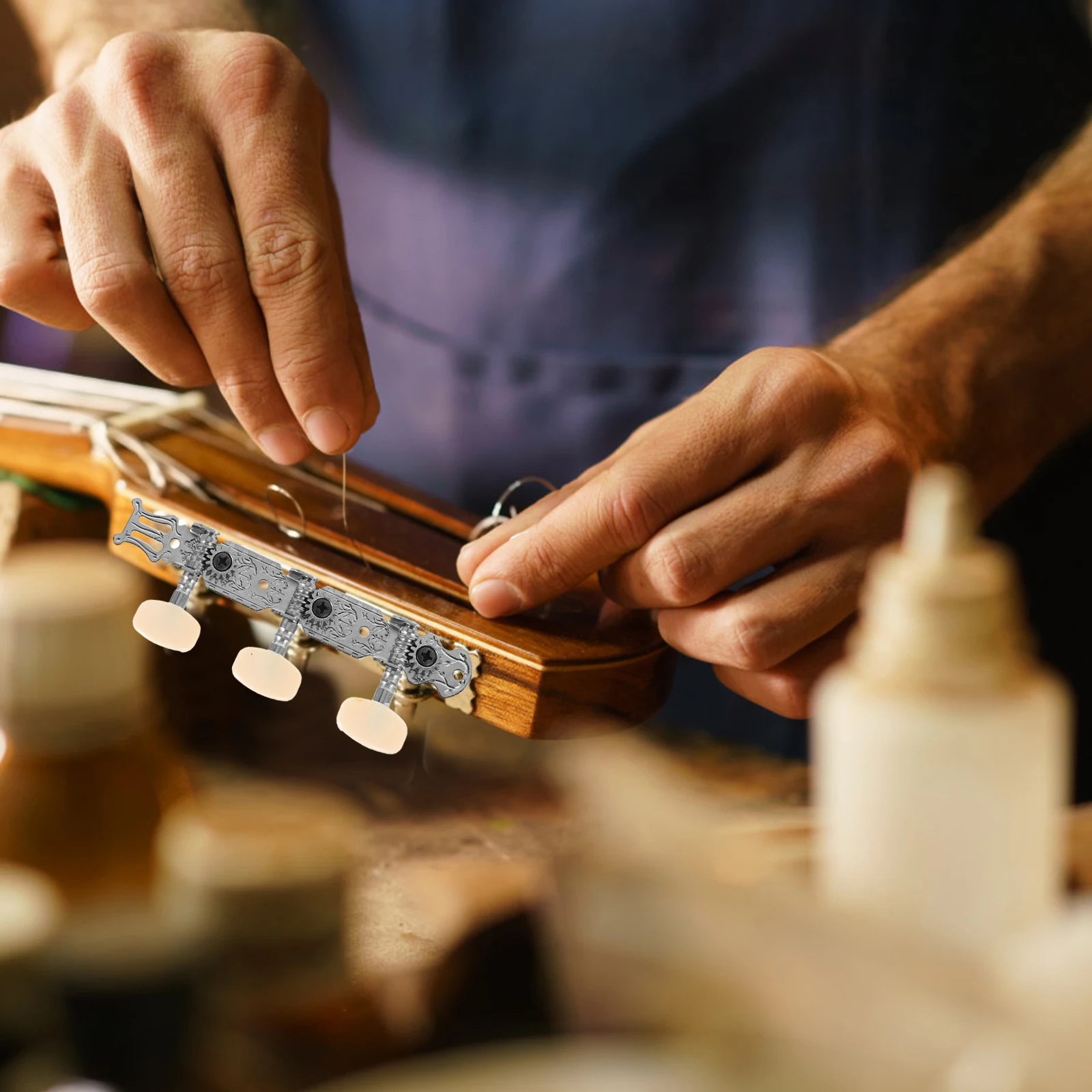 

2Pcs Guitar Tuning Pegs Resin Metal Replacement for Classical Guitar Improve Sound Quality String Alignment Tools