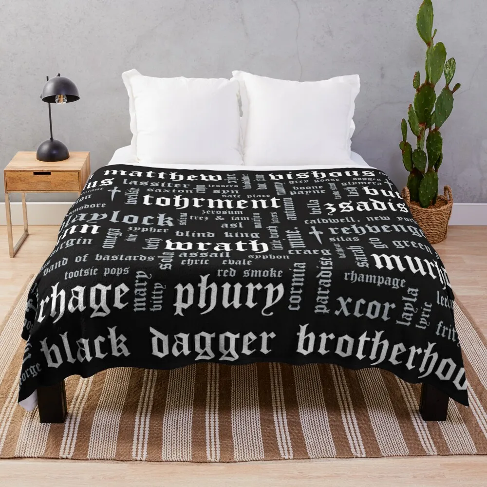 Black Dagger Brotherhood Word Cloud - Landscape Throw Blanket Extra Large Throw sofa bed Flannels Blankets