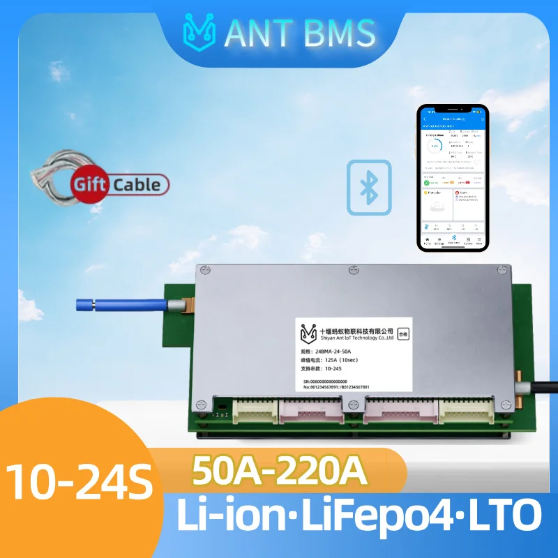 

[10-24S] ANT BMS 50A 120A 200A 220A Li-Ion LiFePo4 LTO Battery Built-in Bluetooth 200ma balance DIY battery,