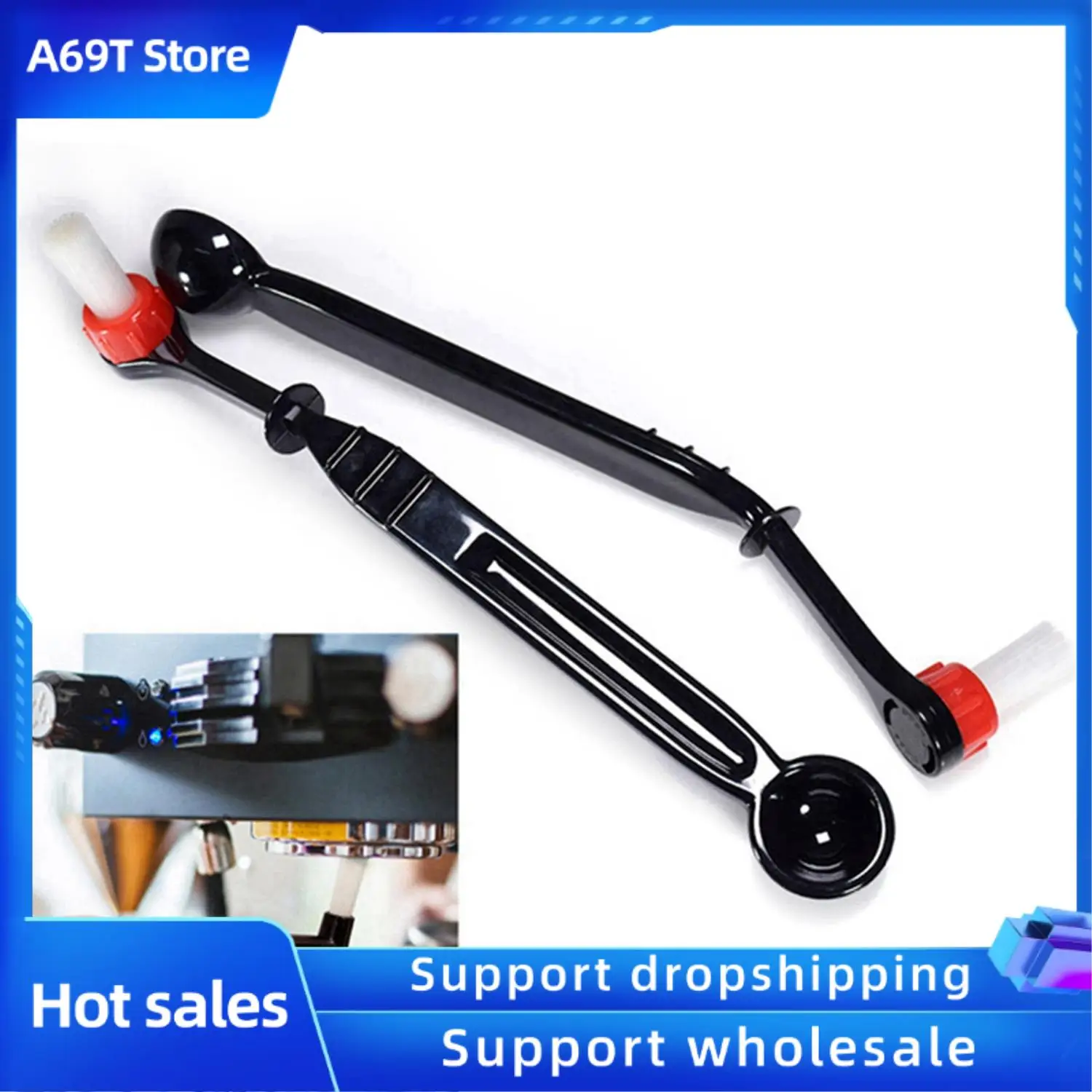 

A69T 2 In 1 Coffee Machine Brush Nylon Espresso Coffee Grinder Brushes Head Kitchen Tools With 58Mm Coffee Machine Blank Filterc