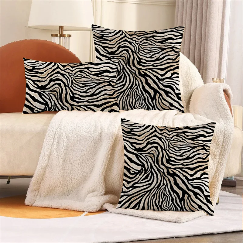 

Zebra Print Pillowcase for Sofa Fashionable Home Decoration Lumbar Pillow Cover 50X50CM Back Cushion Cover