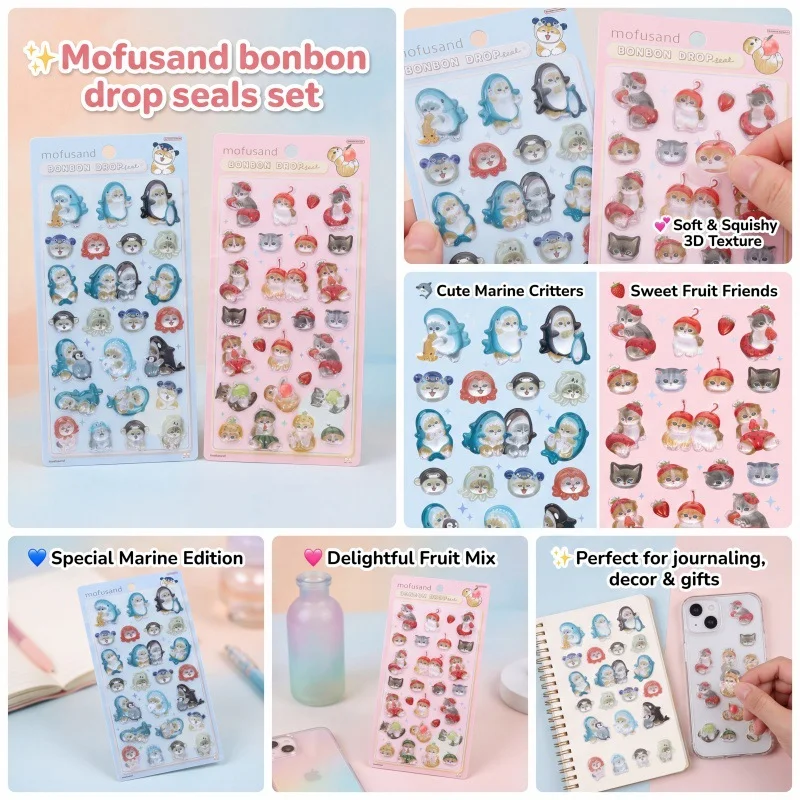 

Cartoon Mofusand 3d Relief Stereo Sticker Cute Diy Mobile Phone Decor Sticker Student Hand Account Stationery Diy Sticker Gifts