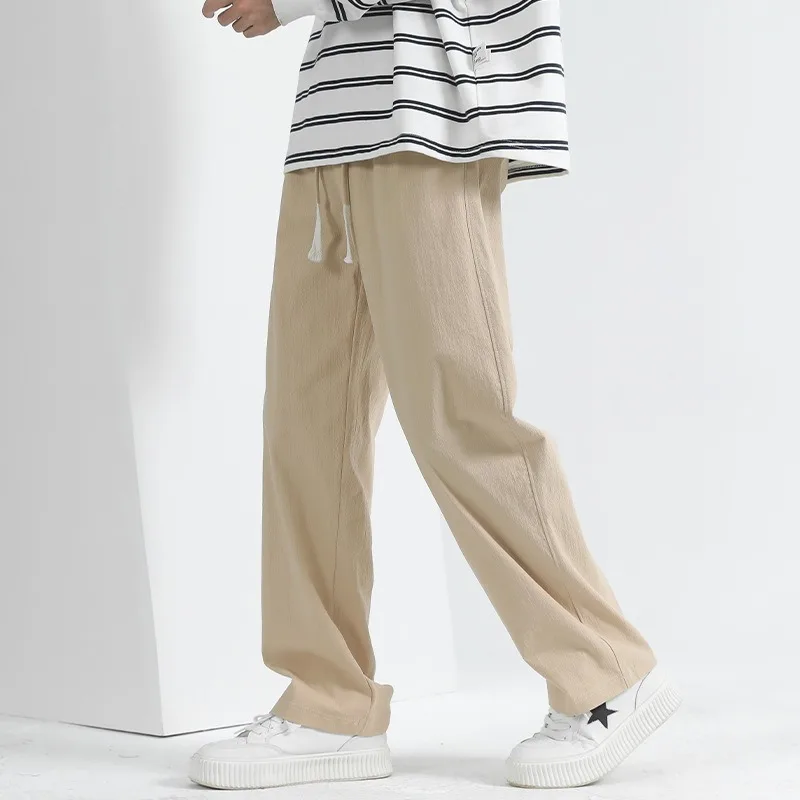 Men's Summer Cotton and Linen Straight-leg Pants Men's Casual Loose Spring Sports Pants Pure Cotton Sweatpants Fashion New 2026
