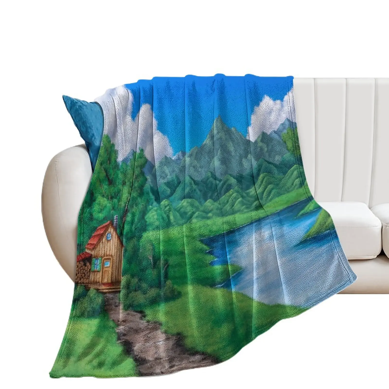 

Cabin by the Lake Throw Blanket Soft Beach Personalized Gift Soft Big Blankets