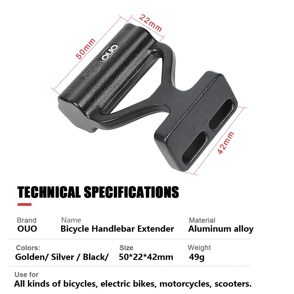 OUO Bicycle Handlebar Extender For Lamp Bracket Phone Holder Flashlight Mount Bike Bar Extension Cycling Accessories
