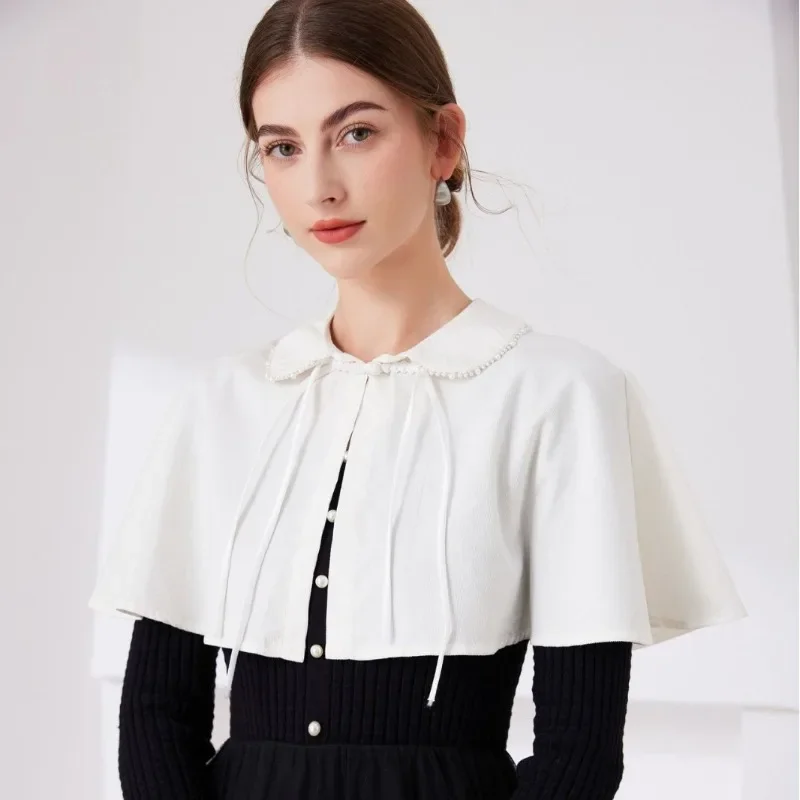 New Chinese Style Fake Collar for Womens Big Lapel Cape Shawl Vintage Cloud Shoulder False Collar Neck Small Cape