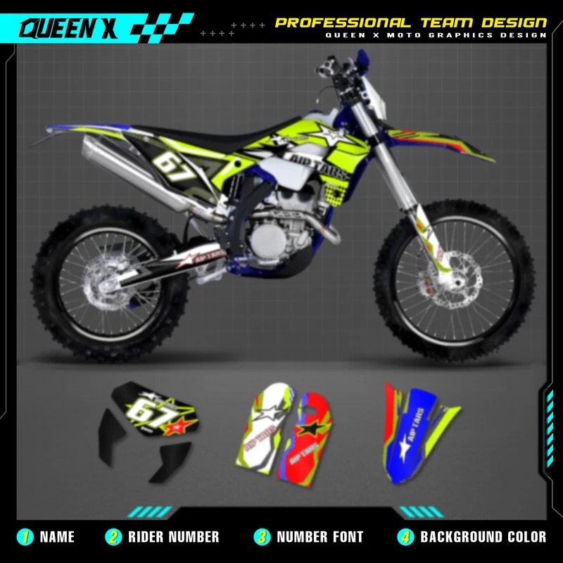 Queen X MOTOR Custom Team Graphics Decals Stickers Kit For Sherco Decal 2017 2018 2019 2020 SE 250 300 SEF250 300 008