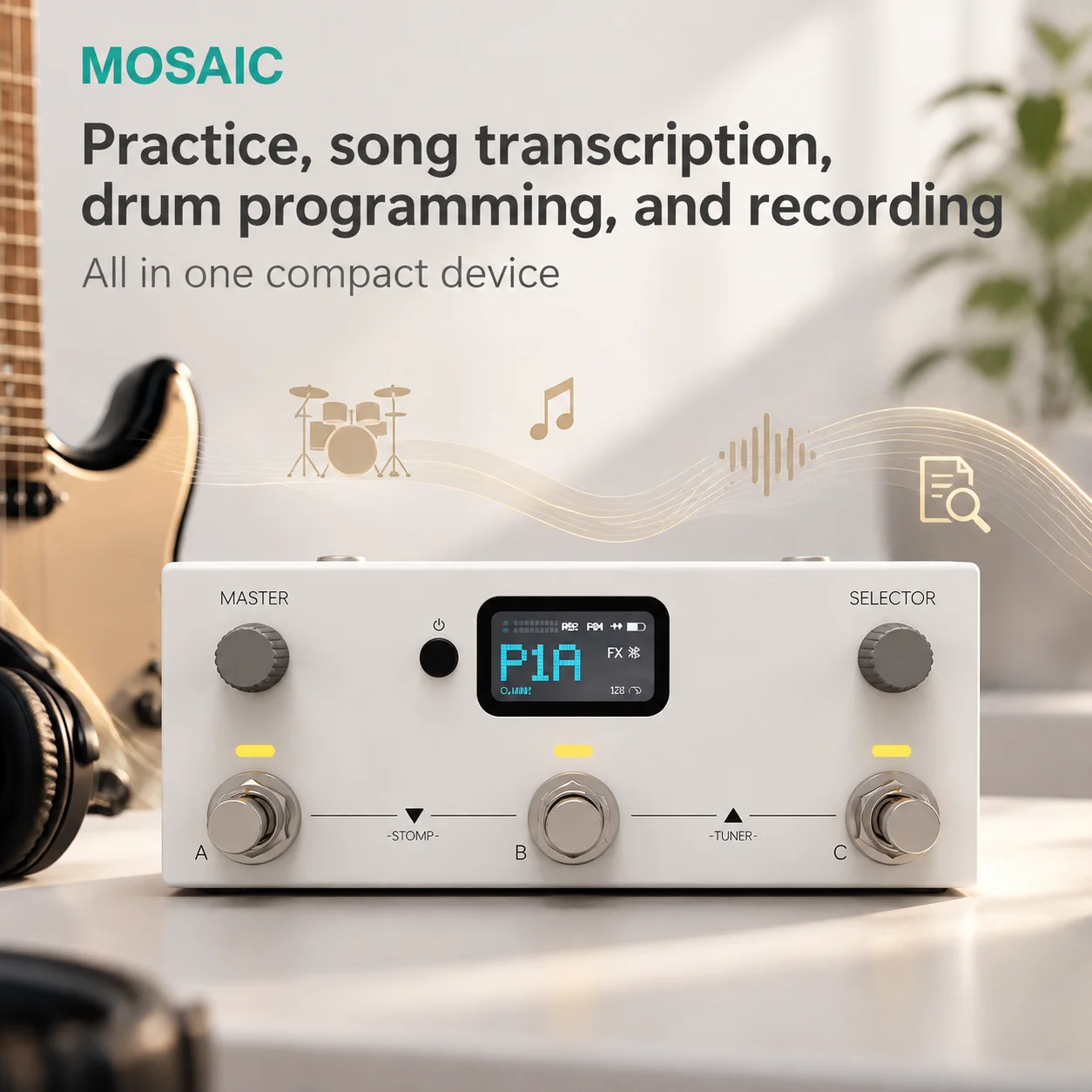 Livtra Mosaic Multi Effects Processor, Multifunctional Guitar Pedal, For Practice, Song Transcribe & Drum Programming In Stock