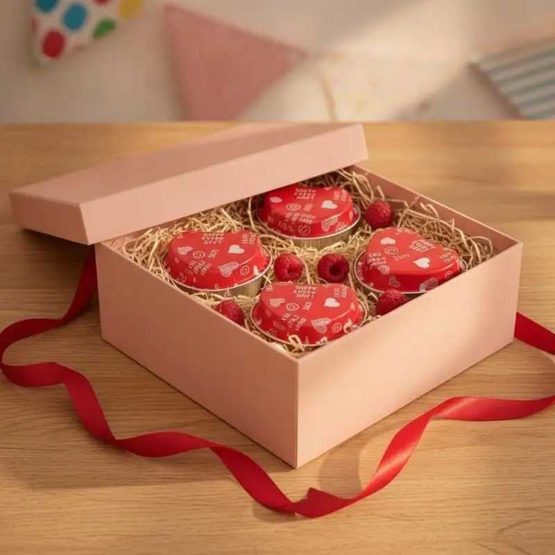 1 Set Food Grade Heart Shaped Disposable Foil Baking Pans With Cute Lids for Holiday Gift Baking Activities