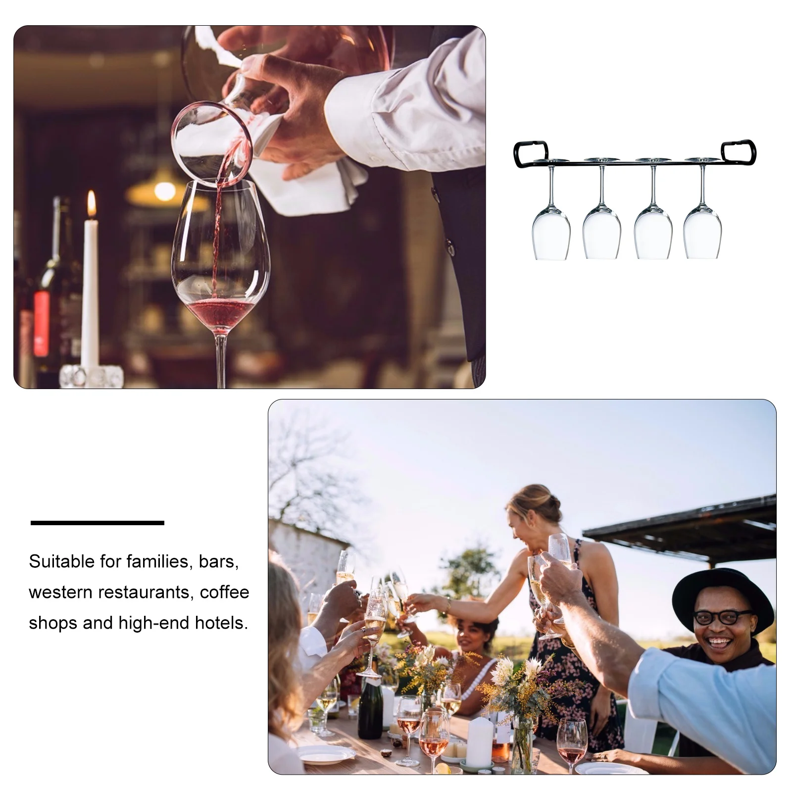 

Wine Glass Rack Black Single Row Iron Wall Mounted Holder For Kitchen Bar Storage Organizer Red Wine Cup Stand Stemware Hanger