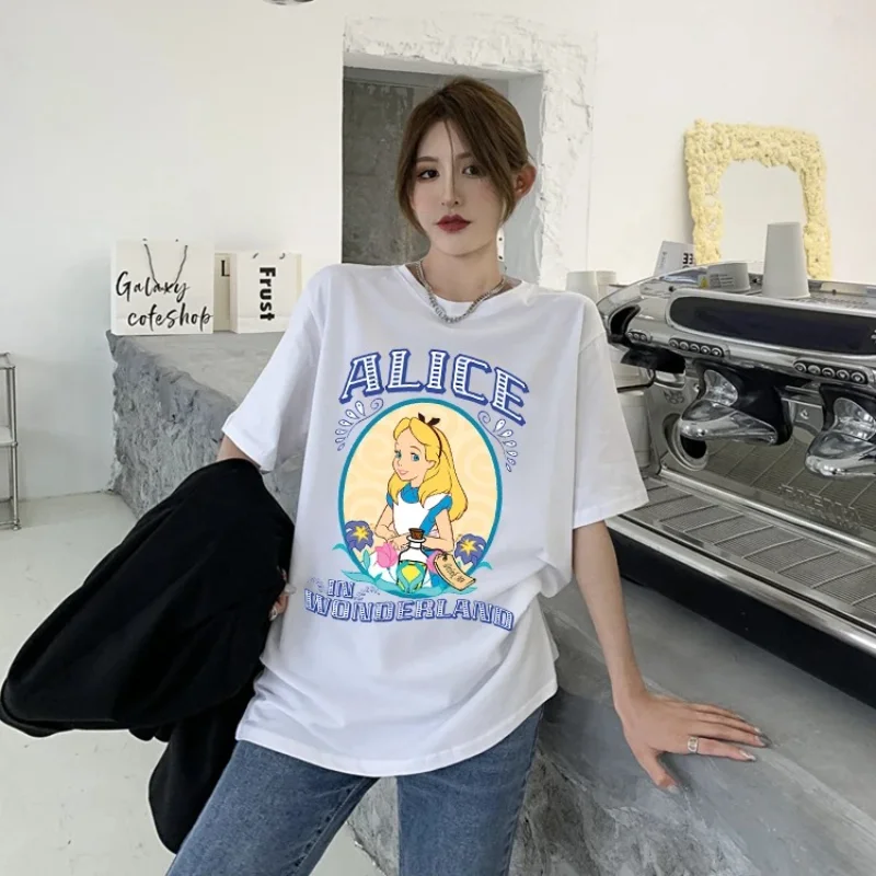 2023 New Women T-shirt Disney Dark Princess Short Sleeve T Shirt Disney Bad Girl Graphic Tees Cartoon Anime Y2k Clothes Tops