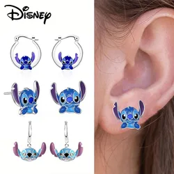 Disney Cartoon Lilo & Stitc Earrings Cute Personalized Ear Studs Kawaii Gift for Girls Metal Delicat  Anime Jewelry Accessories