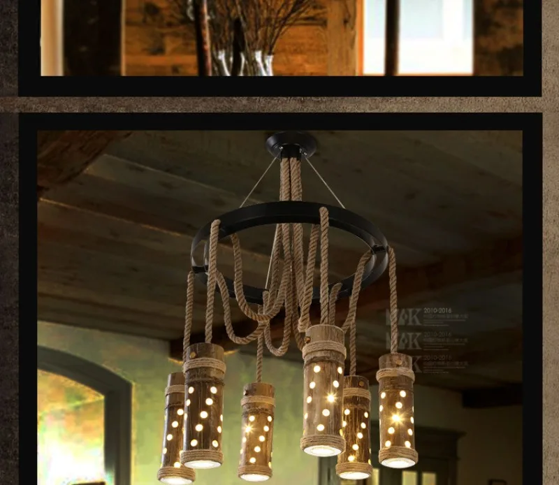 مصمم أمريكي عتيق حبل القنب مقهى مطعم LED