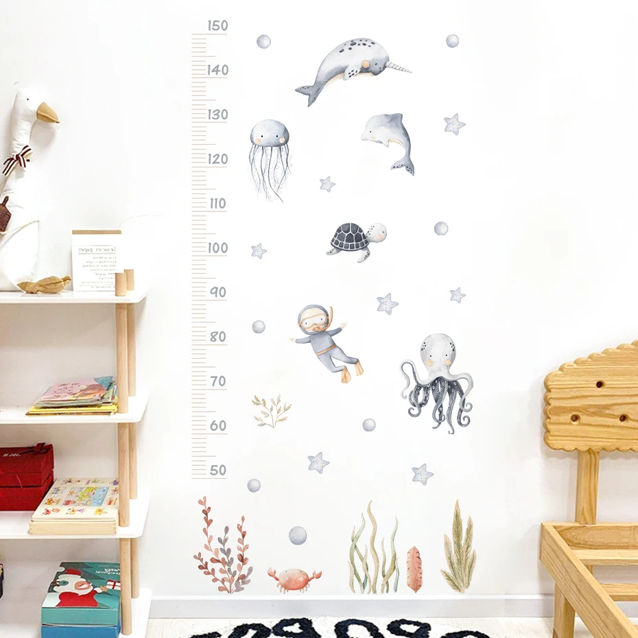 Height Growth Chart Wall Stickers Wall Decals Peel and Stick Removable Wall Stickers for Kids Nursery Bedroom Living Room