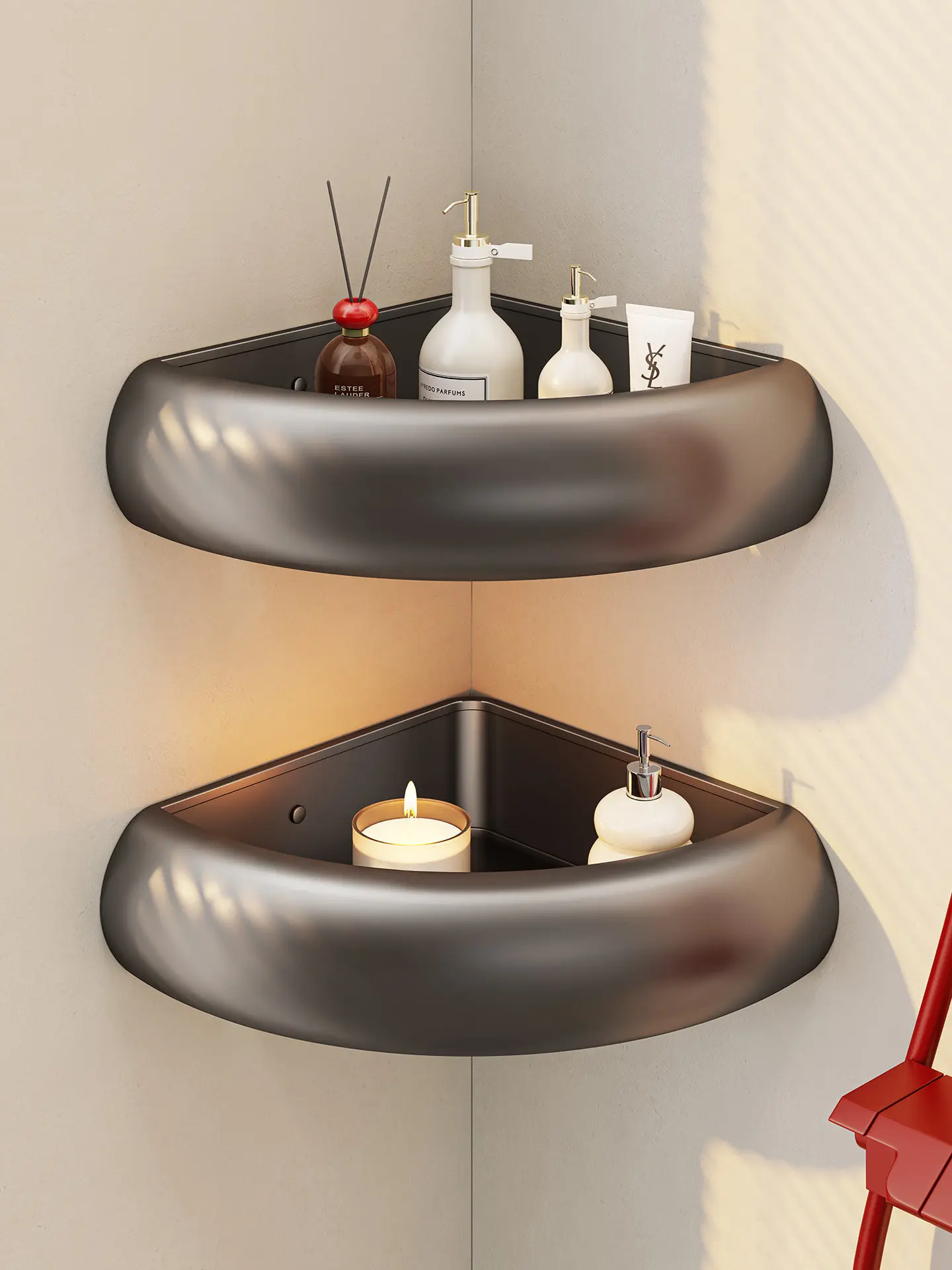 Upgrade Space Aluminum Arc Triangle Basket No-Drill/Drill Bathroom Shelf  Rust-Proof Easy Clean for Balcony Kitchen