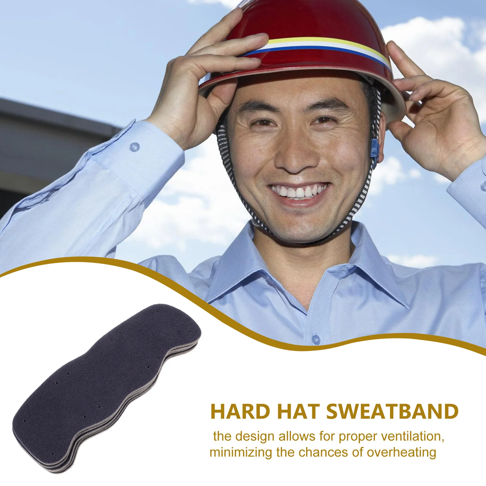 6 ชิ้น Sweatband หมวกแข็งซับแถบดูดซับสําหรับคนงาน Hardhat ฟองน้ํากันเหงื่อล้างทําความสะอาดได้