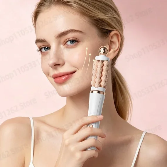 Handheld Roller Massager 3D Wave Rotating Massage Stick Household Facial Shaping Massager