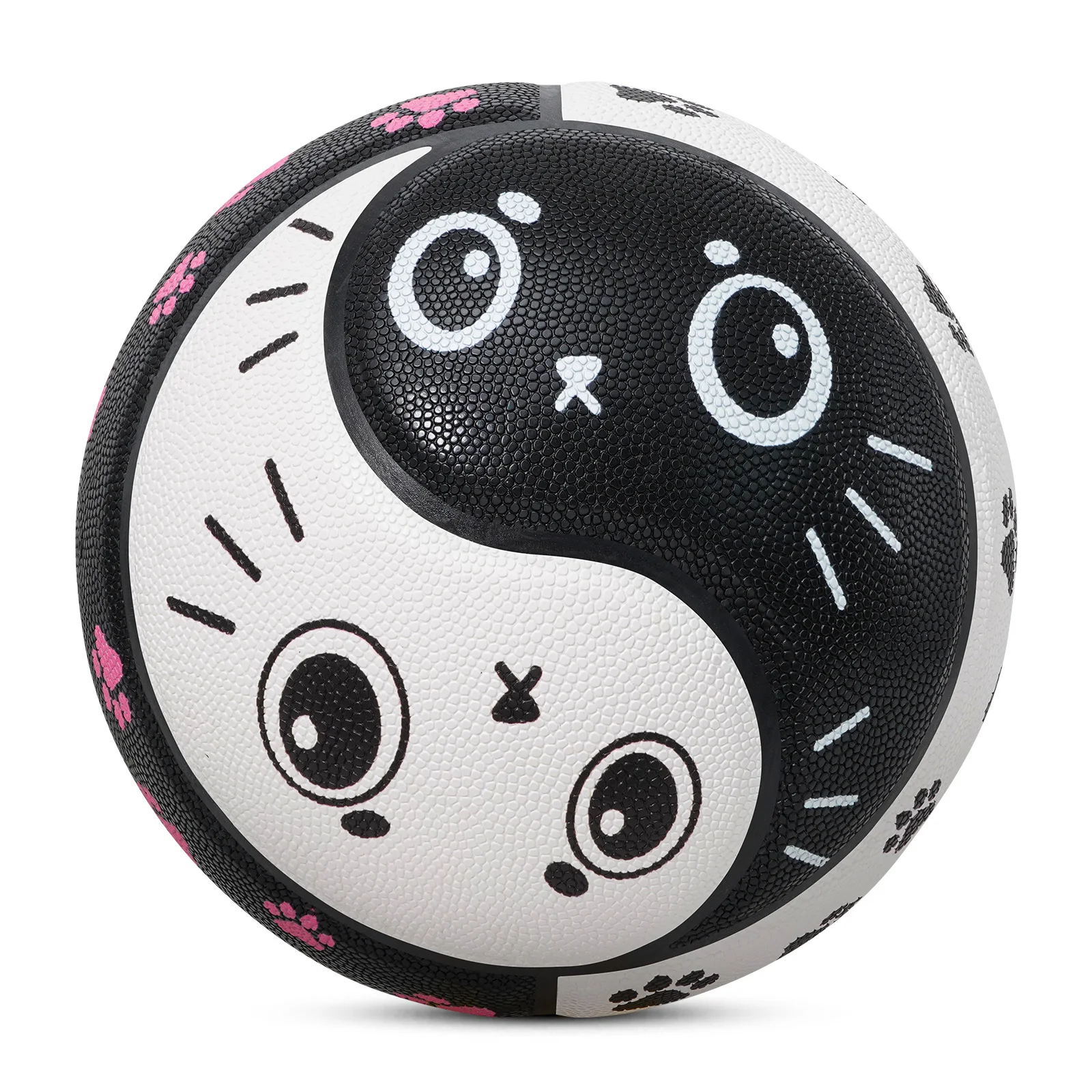 

Kuangmi PU Basketball Tai Chi Design with Cute Cat Prints Indoor/Outdoor Use High Bounce & Anti-Slip Size7 29.5" ,KMbb621