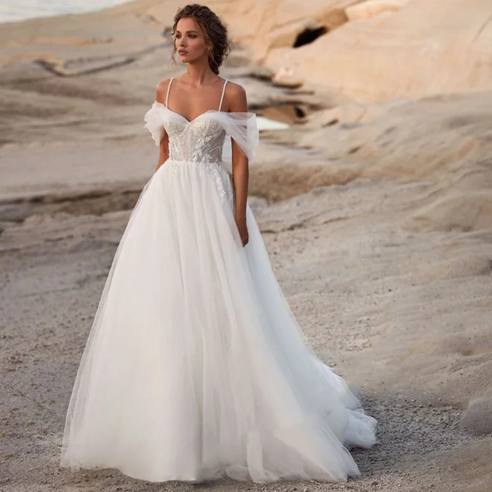 

On Zhu Elegant Wedding Dresses For Bride Sweetheart Off Shoulder Tulle A-Line Appliques Women Vestidos De Novia Custom Made