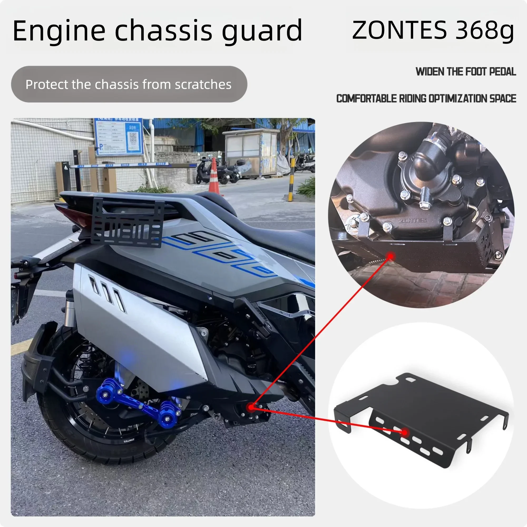 

Motorcycle Accessories For Zontes 368G/368E/368K 2024-2025-2026 Aluminium ENGINE SKID PLATE COVER Guard Engine Skidplate 368 K