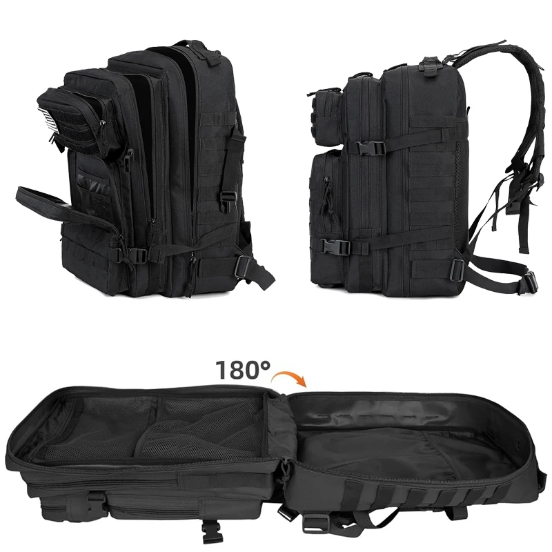 Tactical Backpack Large 3 Day Molle Bag Rucksack Bug Out Bag for Camping Hunting Hiking With U.S. Flag Velcro