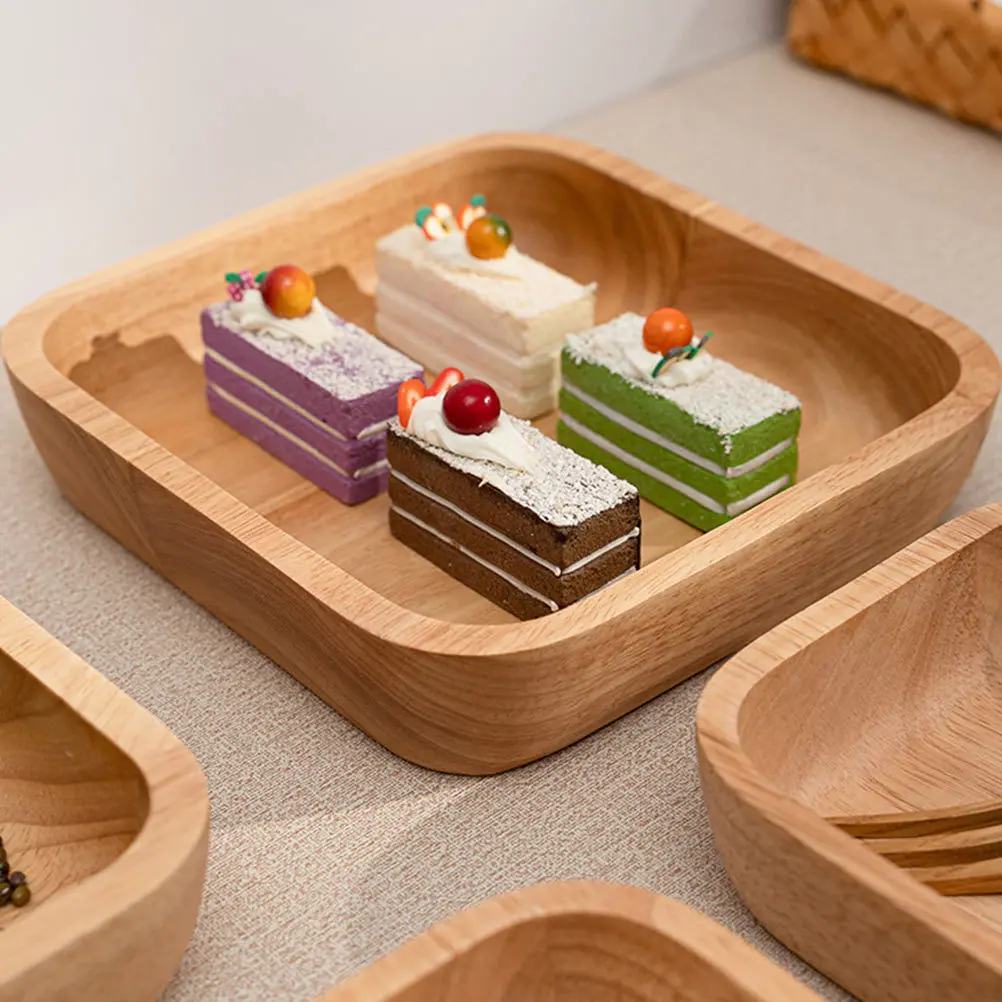 

Food Serving Tray Wood Salad Bowl for Hotel Home Use Multi Functional Storage Plate Snack Dish Fruit Plate Decorative Tableware