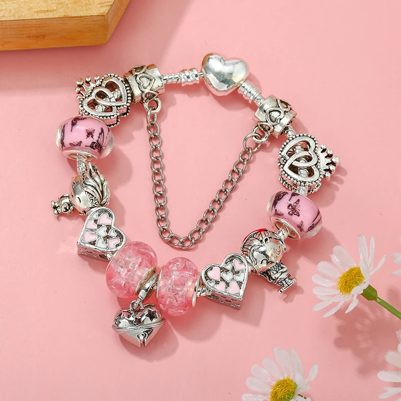 Love For You Charm Chain With Heart-Shaped Bell Pendant Fit Jewelry Gift Bracelet For Women Lover Valentine's Day New image 4