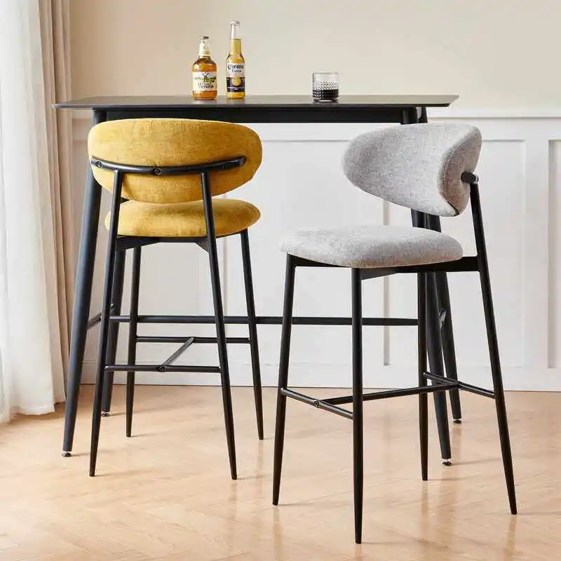Tabouret de bar industriel nordique, tabouret de cuisine hauteur îlot, chaise de comptoir bistrot contemporaine avec structure métallique, mobilier de bar à domicile
