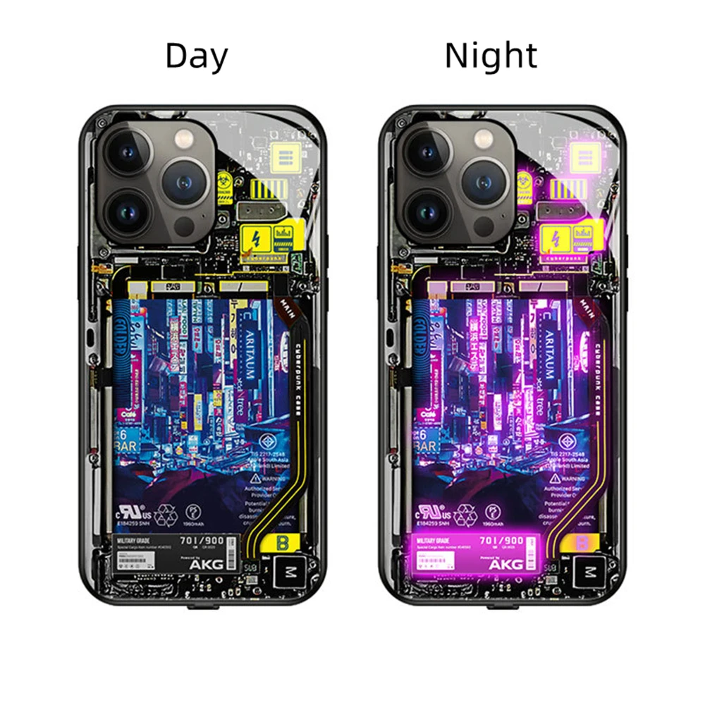 Beliebte City-LED-Handyhülle, leuchtend, mit Sound- und Musiksteuerung, glänzende Handyhülle für iPhone Air 18 17 16 E 15 14 13 12 11 Pro Max – Detail 8