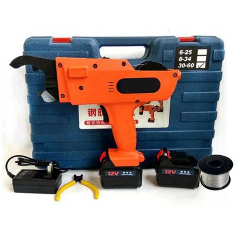 30-60 MM Fully Automatic Steel Bars Strapping Machine Rechargeable Bundler Small Handheld Tier Wire Tools For Construction Sites