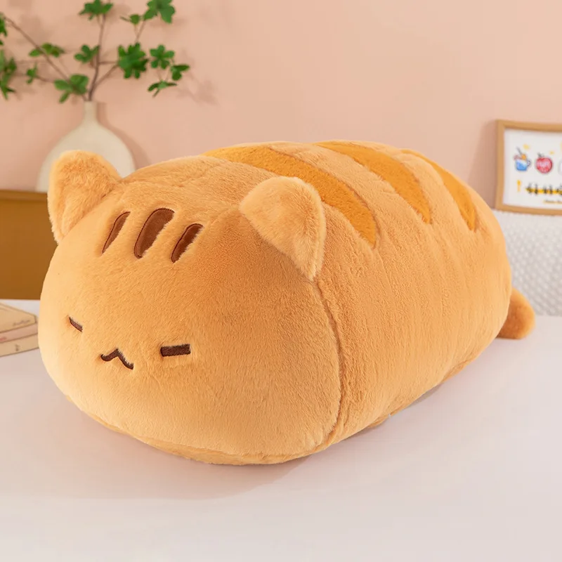 Almohada de Felpa Suave y Adorable con Forma de Gato Acostado de 55/90cm, Soporte Lumbar para la Espalda, para Mujeres, Oficina, Hogar, Dormitorio, para Dormir Cómodamente, Muñeco de Gato de Felpa