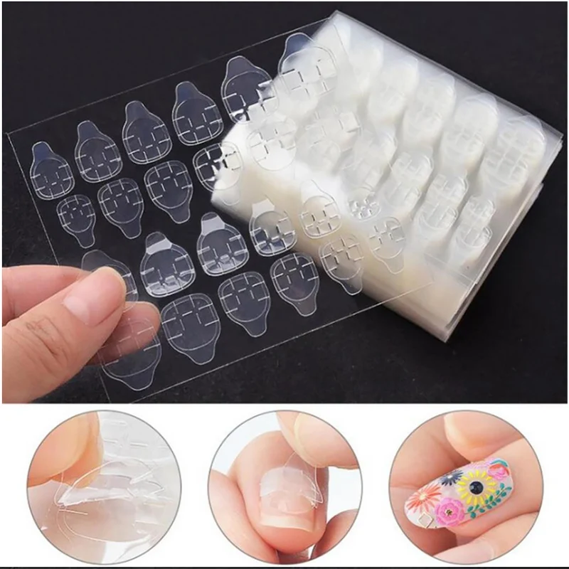 5 Sheets 120pcs Double Sided False Nail Art Adhesive Tape Glue Sticker DIY Tips Fake Nail Acrylic Manicure Gel Makeup Tool