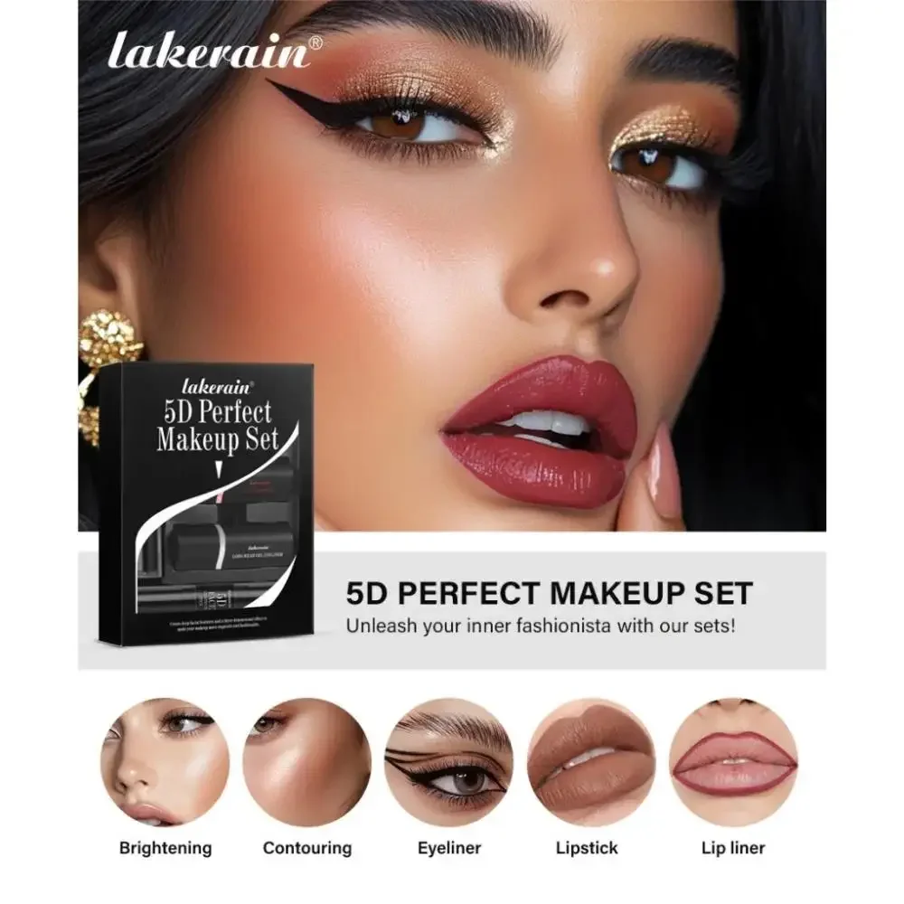 مجموعة مستحضرات تجميل الوجه متعددة الوظائف مكونة من 5 قطع مقاومة للماء وأحمر الشفاه وكحل الشفاه ومجموعة مكياج كونتور #2