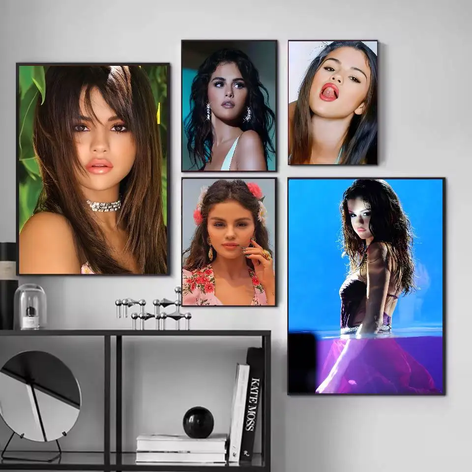 المغني S-Selena Gomez ملصق فني ذاتي اللصق ملصق مضاد للمياه مقهى غرفة النوم جدار ديكور