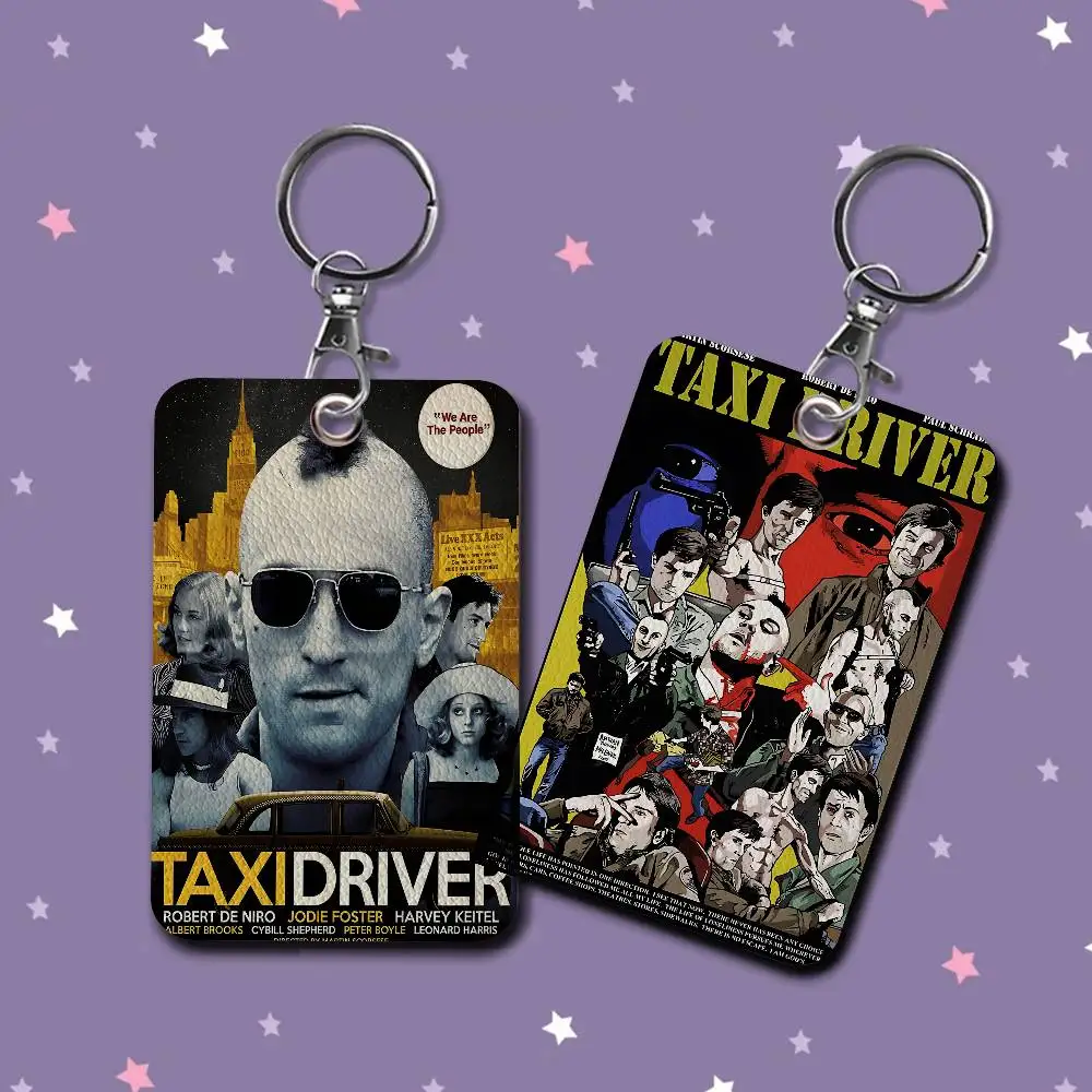 Classic Movie Taxi Driver PU Soft Leather Rectangular Key Card Holder Induction Elevator Protection Cover Youth Faion Accory